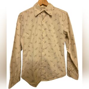 Banana Republic Creamy Uniquely Patterned Garment Dye Button Down Shirt Size M
